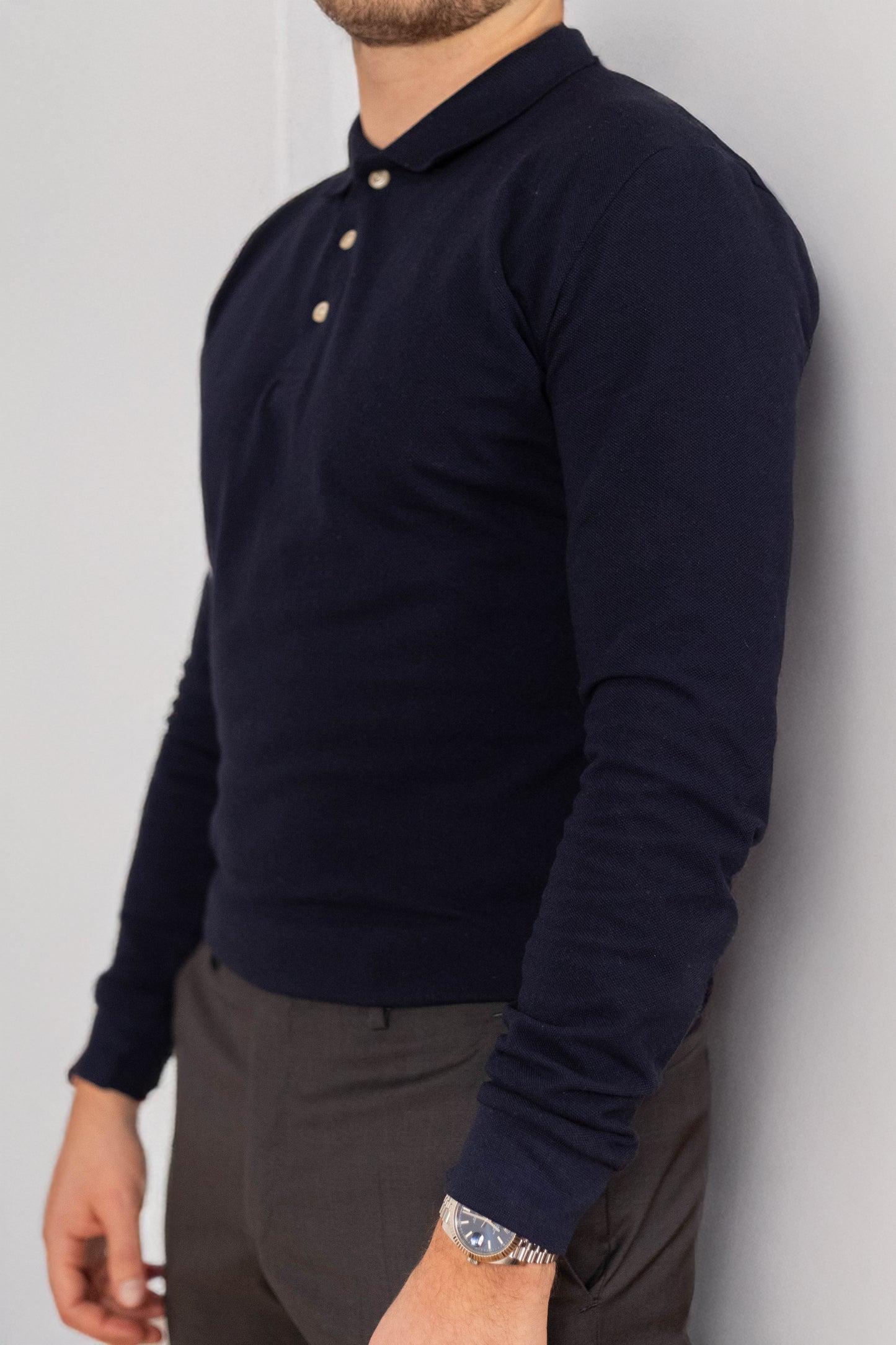 Langarm Polo-Shirt "navy"