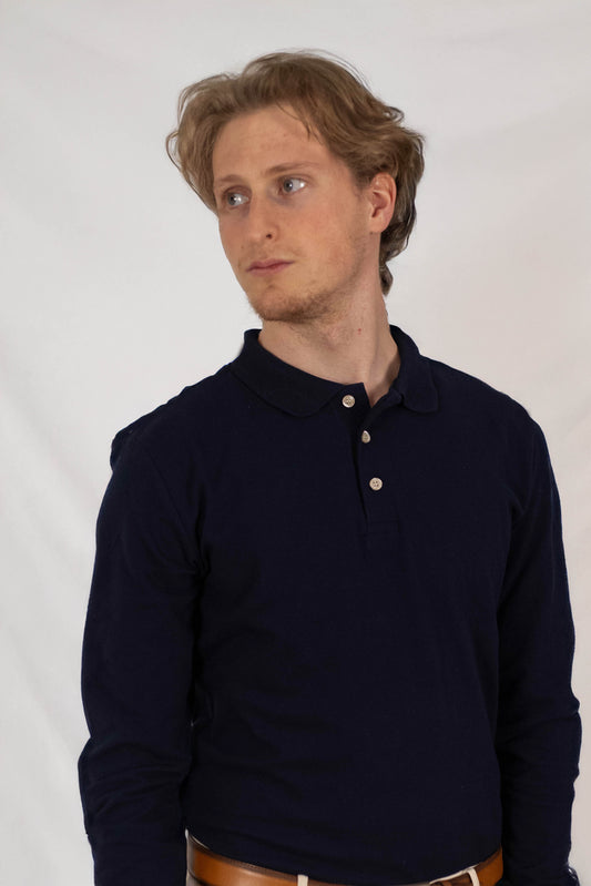 Langarm Polo-Shirt "navy"